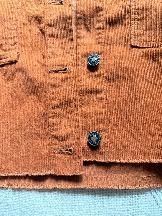 Forever 21 Light Weight Corduroy Cropped Jacket in Rust Orange 100% Cotton Large - Picture 7 of 10